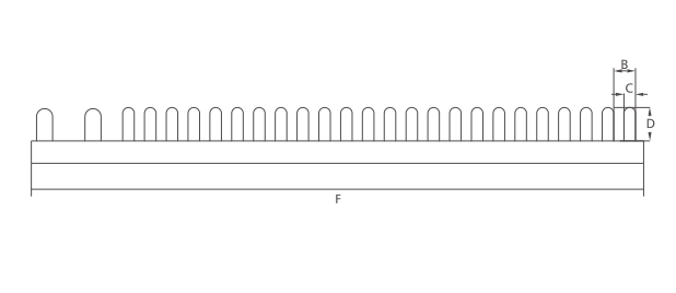 KASEEY Pin type P-2L plus 6LN to 11LN busbars dimension drawing showing B, C, D and F dimensions