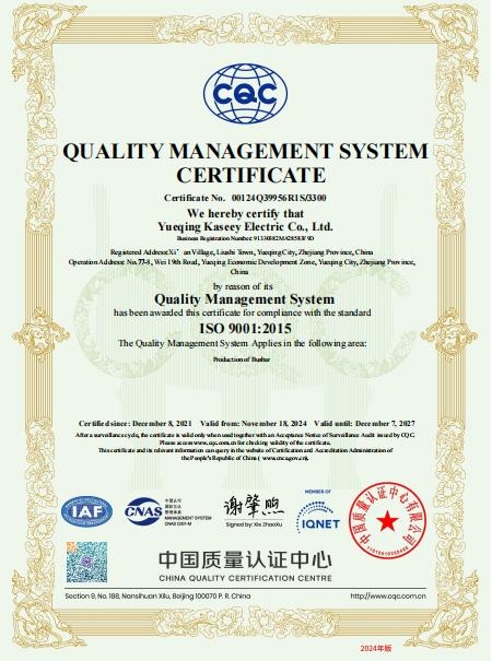 KASEEY ISO 9001 quality management system certificate