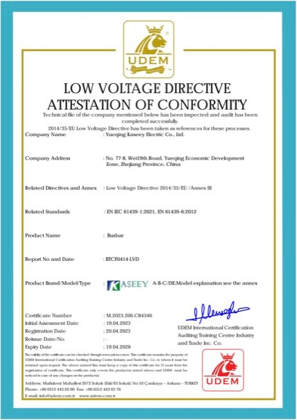 KASEEY UDEM low-voltage directive attestation of conformity