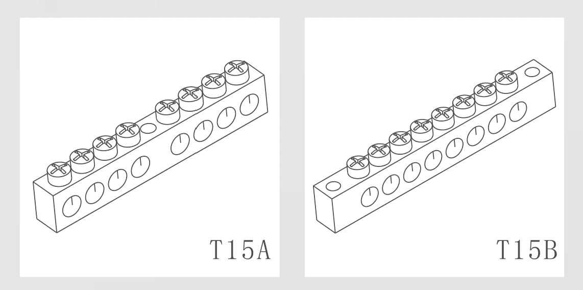 Desenho dimensional das barras de latão KASEEY T15A e T15B mostrando L1, L2, M e diâmetro