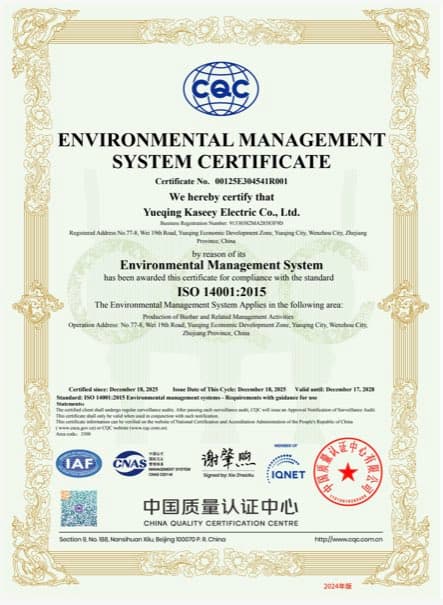 KASEEY ISO 14001 environmental management system certificate