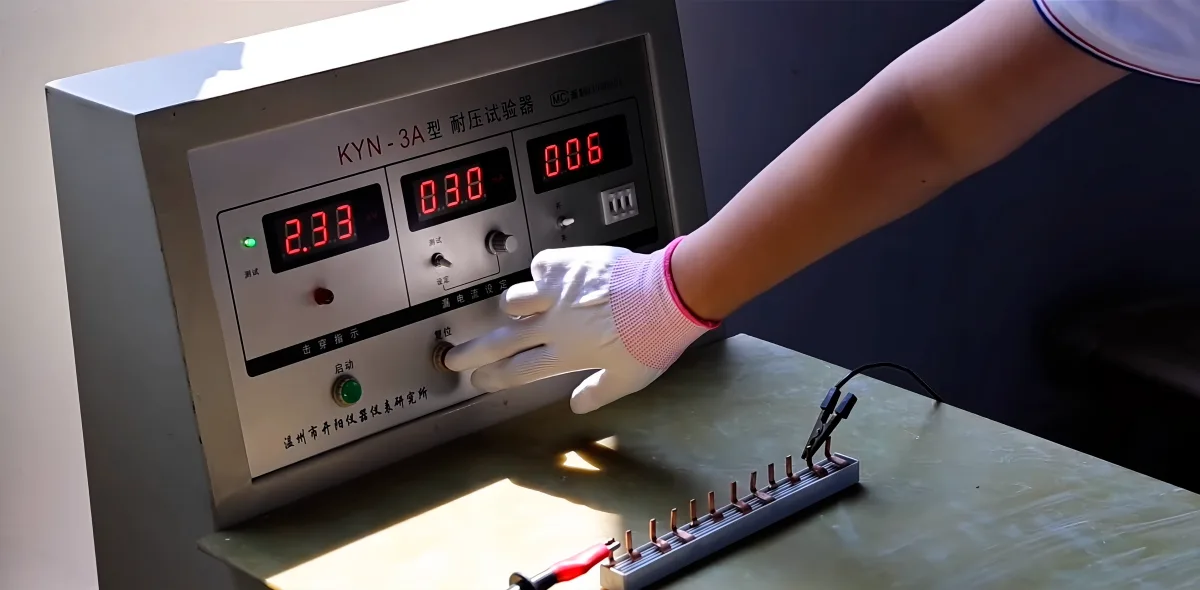Comb busbar connected to a withstand-voltage test instrument